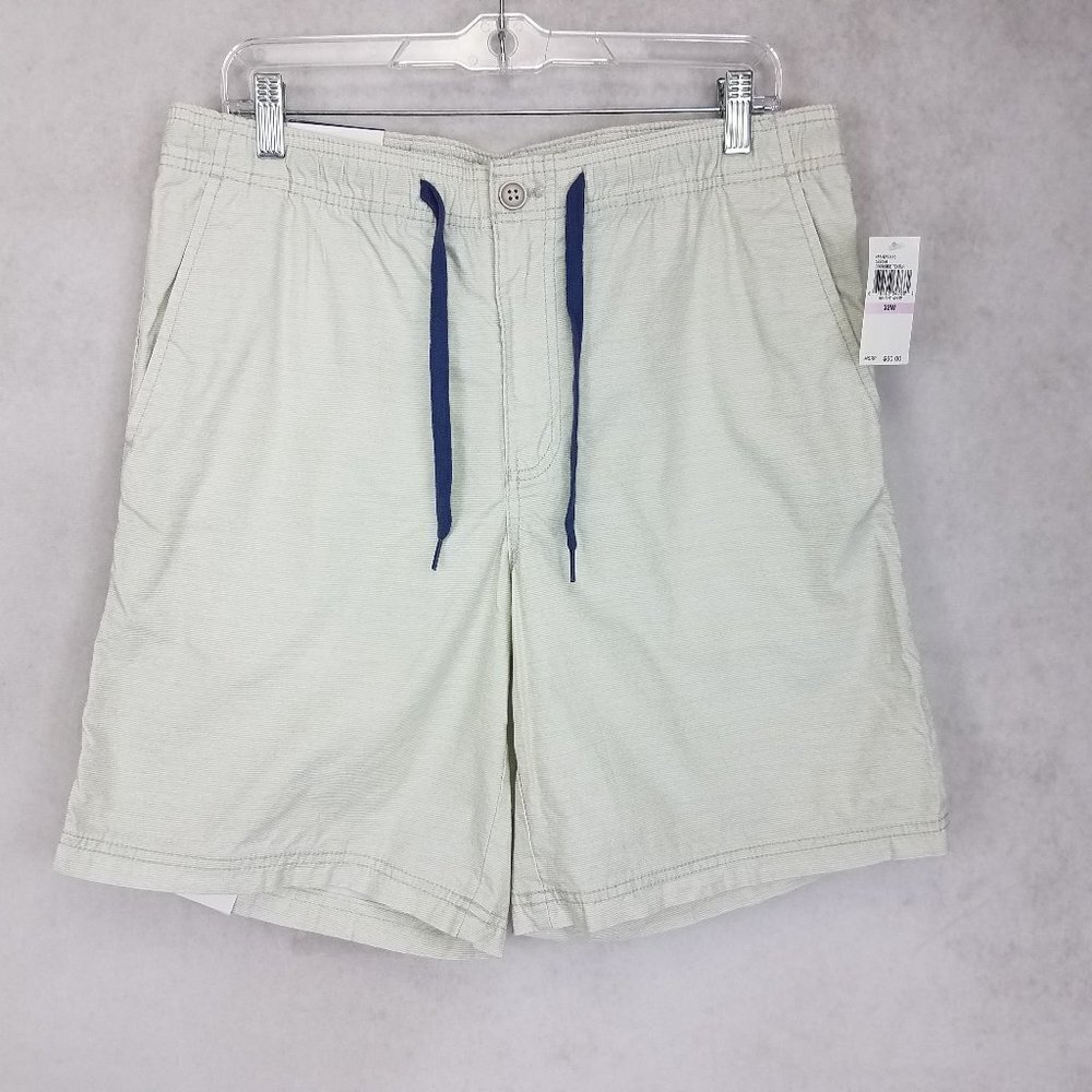 IZOD Waist 32 Saltwater Flat Front Classic Shorts Dockside texture NWT $60